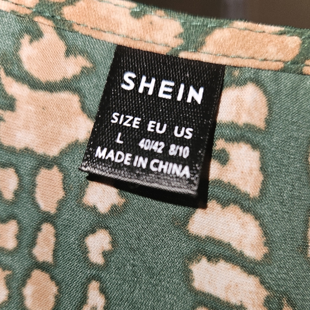 SHEIN Green and Gold Midi Dress NWOT - Picture 5 of 7